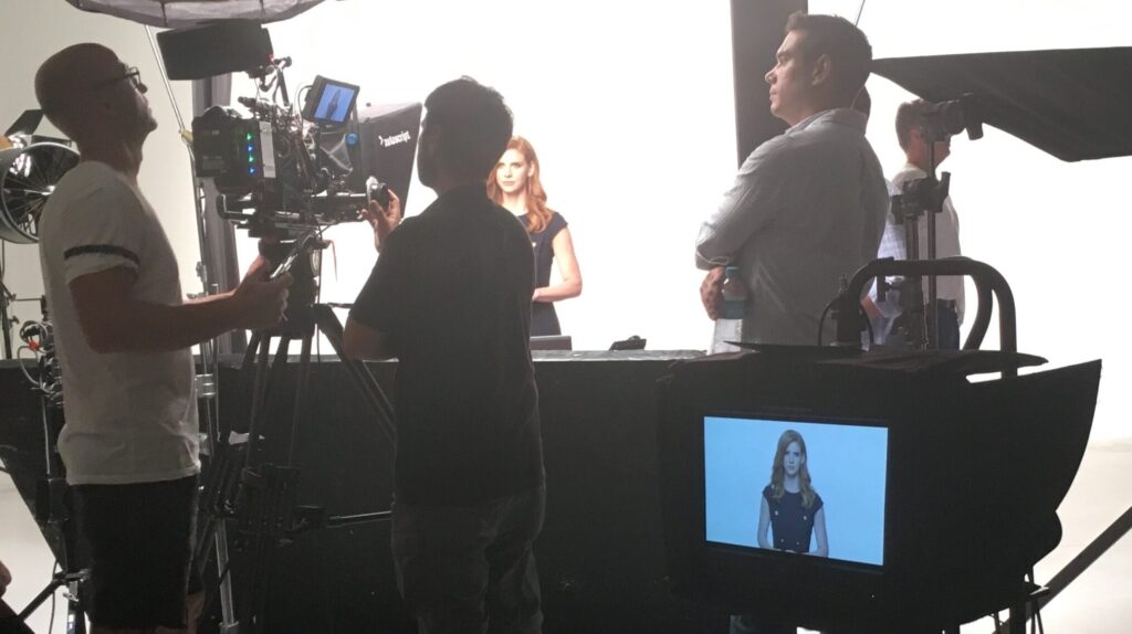 Using a teleprompter on a promo shoot for Suits